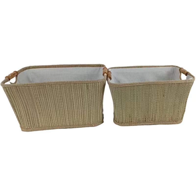Bamboo straw mat basket